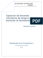 Captación de Donantes Voluntarios de Sangre A Fin de Promover La Hemodonación.