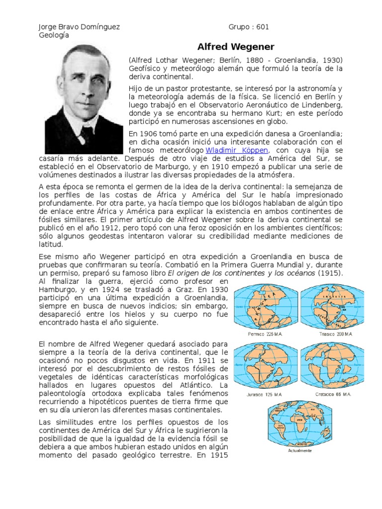 Breve Biografia de Alfred Wegener Earth Sciences Naturaleza