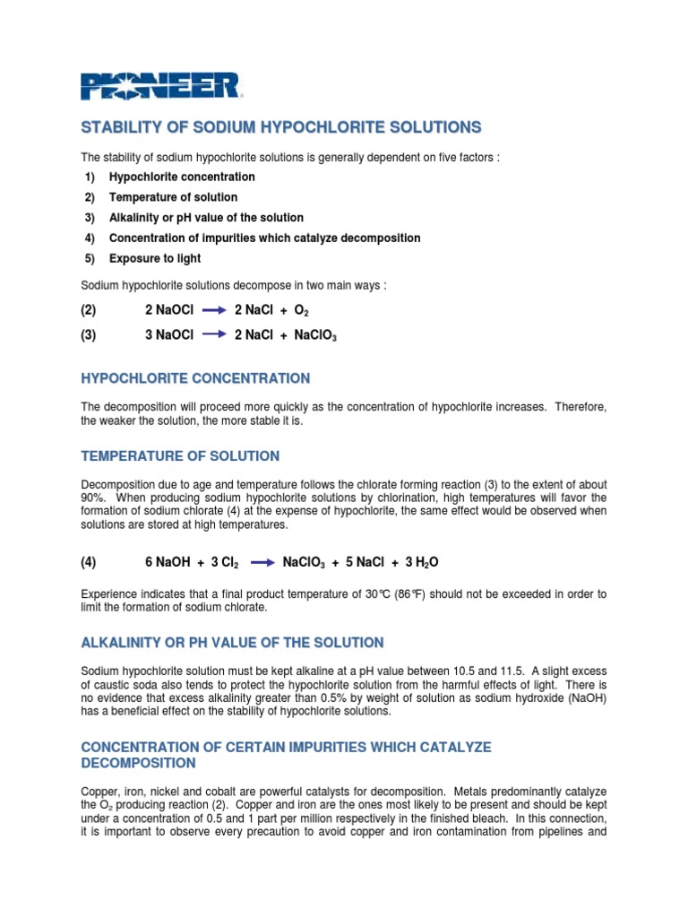 Sodium Hypochlorite Dosing Calculation