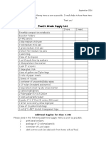 fourth grade supply list