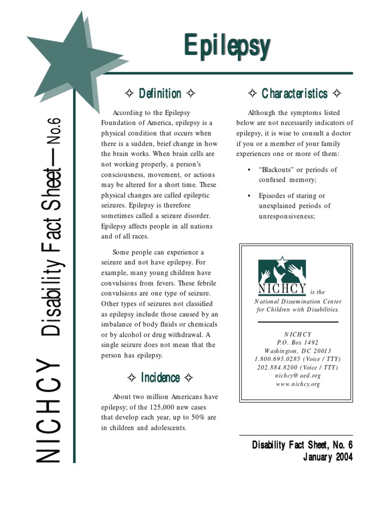 Epilepsy Fact Sheet | PDF | Epilepsy | Individualized Education Program
