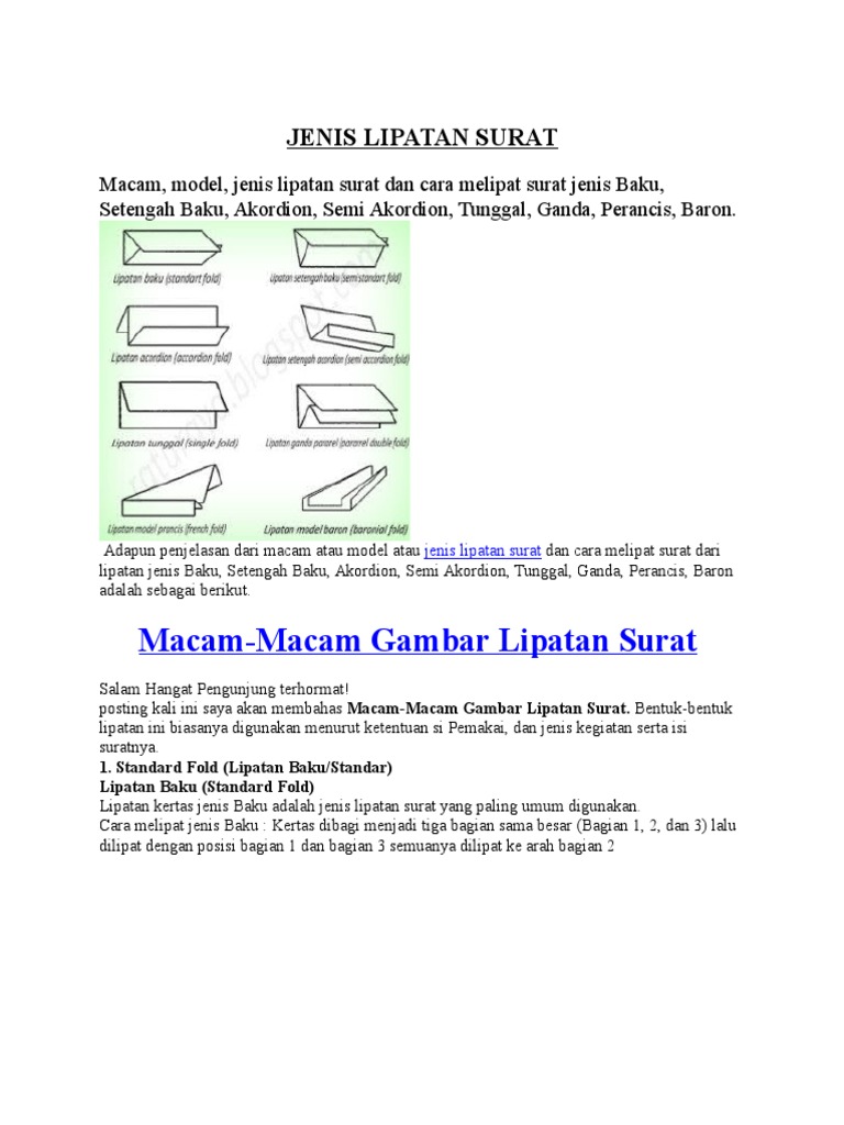 Jenis Lipatan Surat Mapel Mpa x Xii