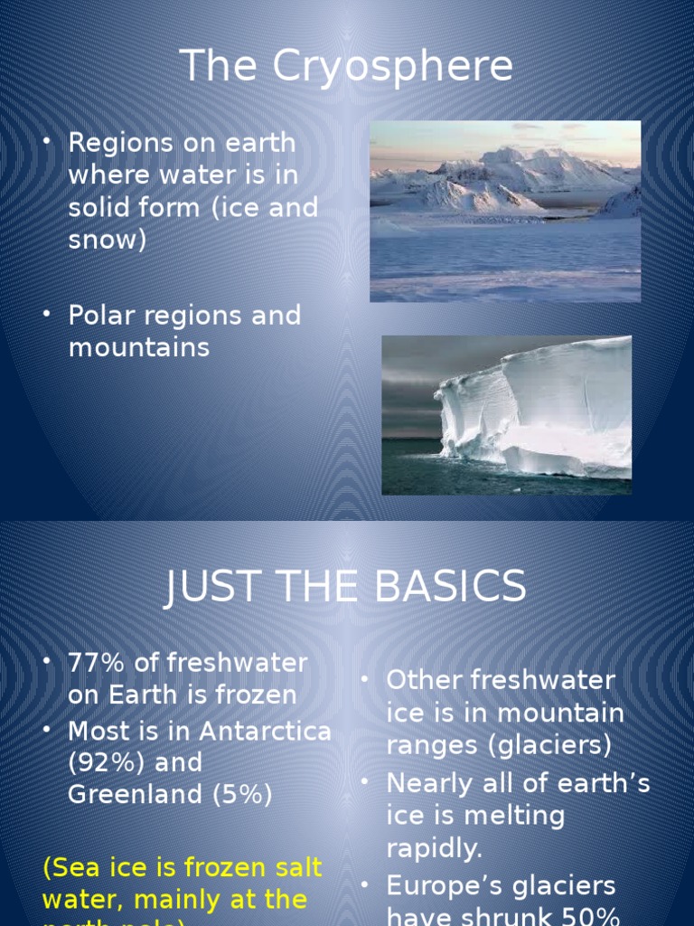 Types of Frozen Water in the Cryosphere | PDF | Glacier | Ice