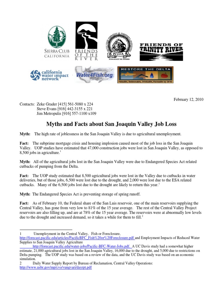 Myths and Facts About San Joaquin Valley Water & Jobs Download Free