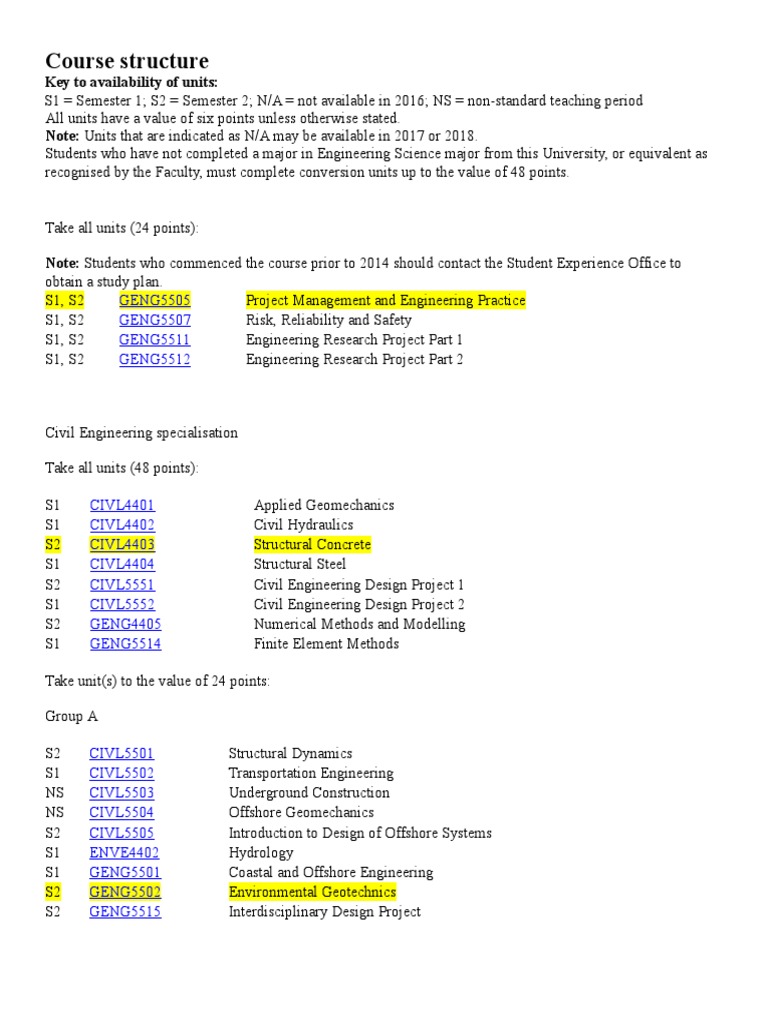 Course Structure: GENG5505 GENG5507 GENG5511 GENG5512 | PDF | Teaching ...