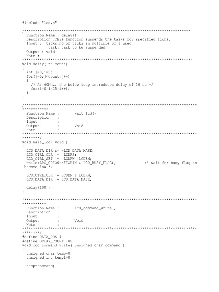 LCD.C LPC17xx Library | PDF | Computer Programming | Computing