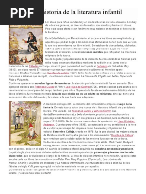 Breve Historia De La Literatura Infantil Pdf Literatura Infantil Hermanos Grimm