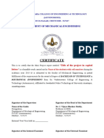 Certificate: Department of Mechanical Engineering