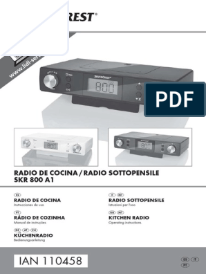 Manual Radio de Cocina SlverCrest SKR 800 A1 110458 - ES - IT - PT, PDF, Temporizador