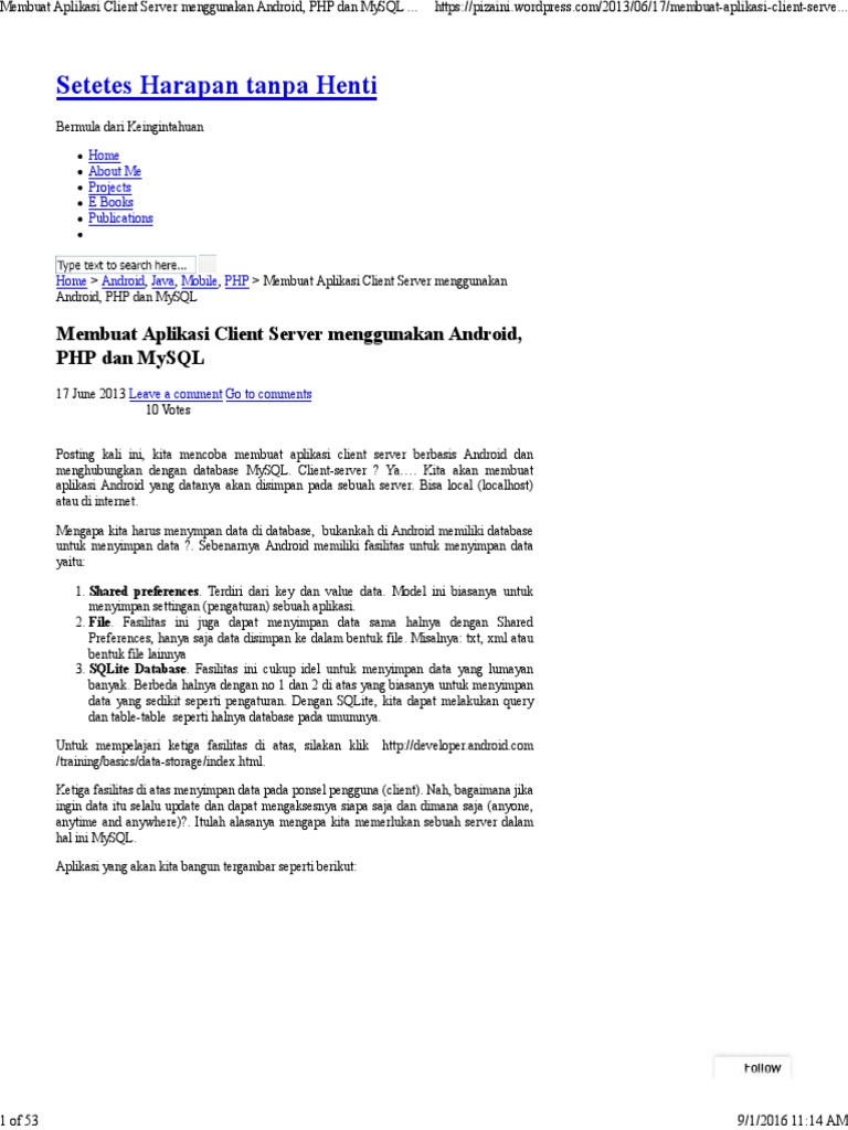 Membuat Aplikasi Client Server Menggunakan Android, PHP Dan MySQL ...