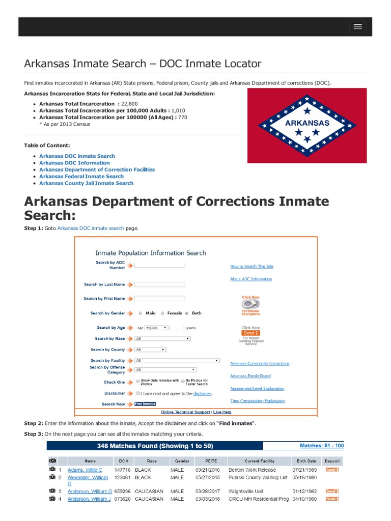 Arkansas Inmate Locator Guide | PDF | Arkansas | Penal Imprisonment
