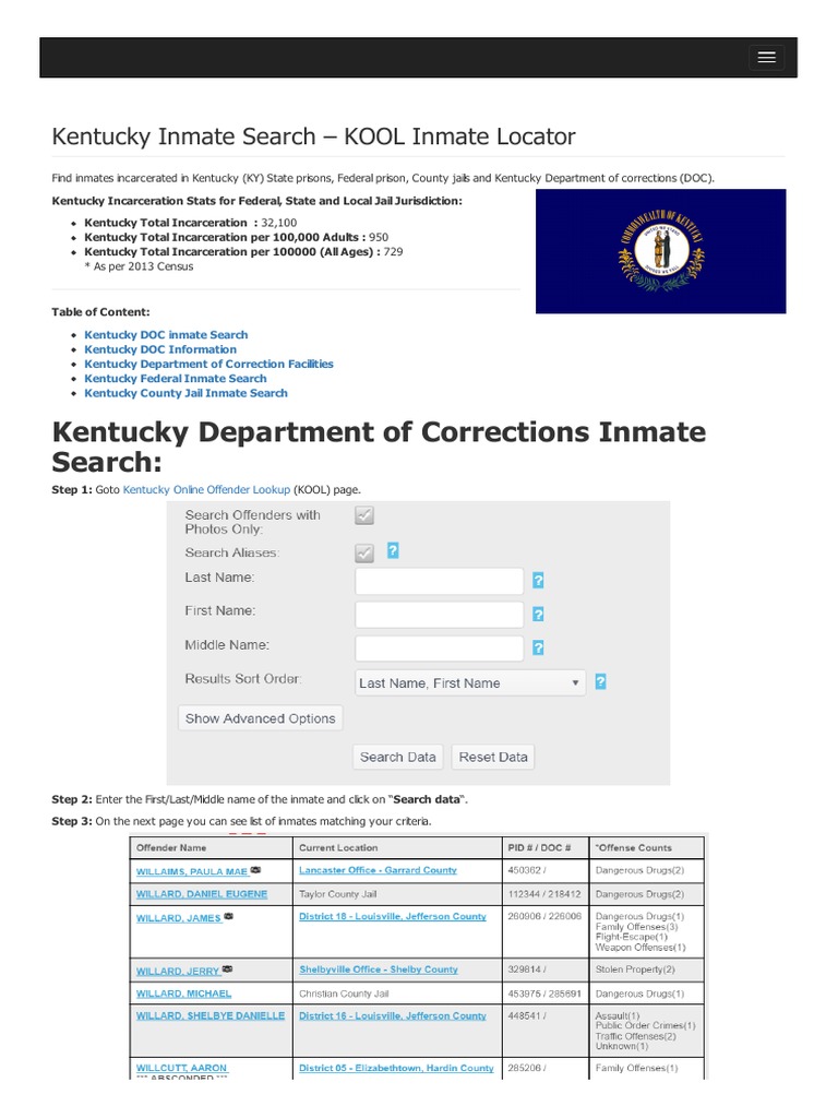 Kentucky Inmate Locator Guide | PDF | Kentucky | Deviance (Sociology)
