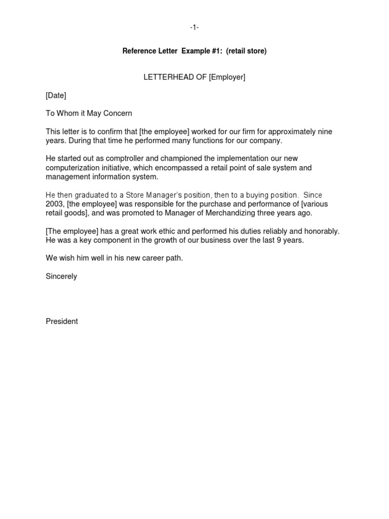 Reference Letter Examples Employment Nonprofit Organization