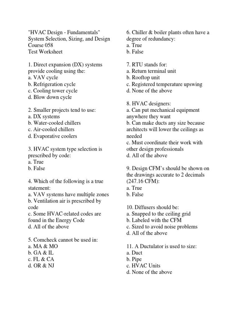 HVAC Design Basics Questions PDF PDF Hvac Ventilation (Architecture)