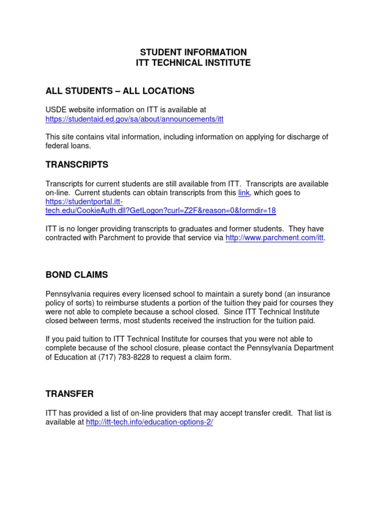 Education Options For Itt Tech Students Universities And