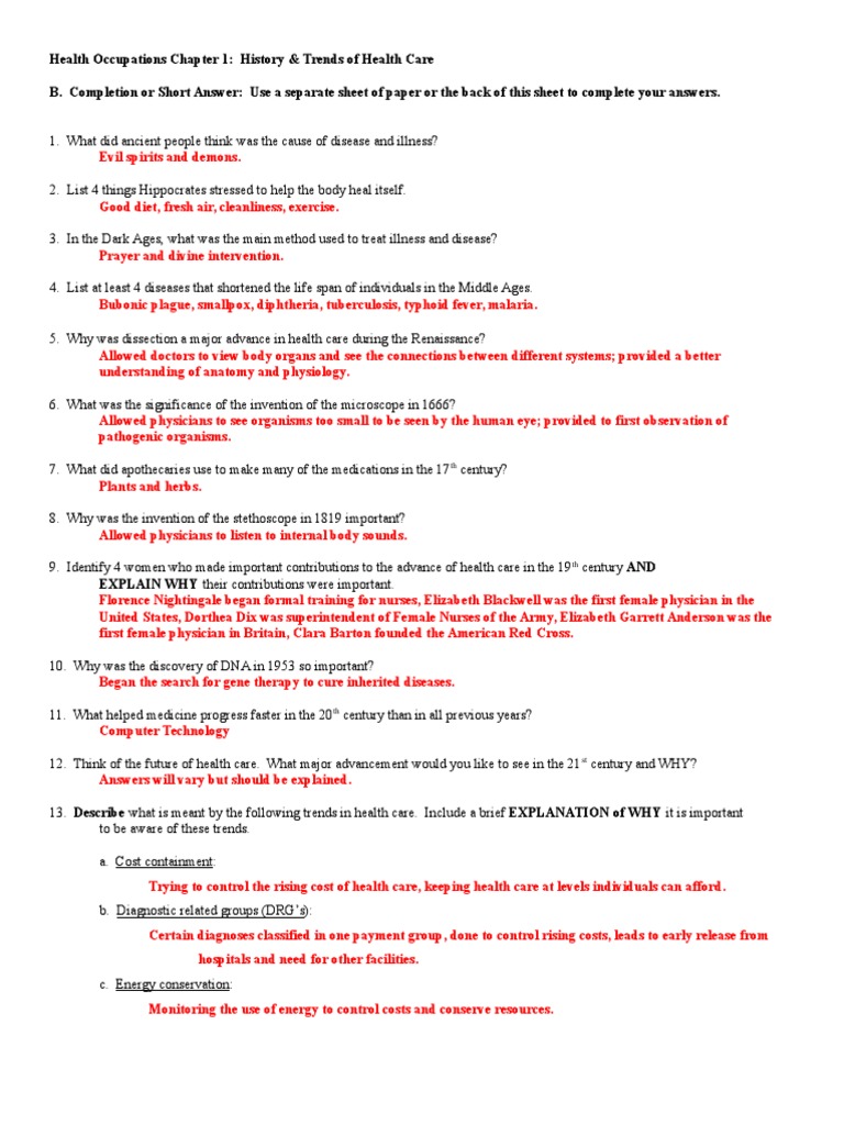 Allied Health Chapter 1 Worksheet Answers Terms | PDF | Alternative  Medicine | Geriatrics