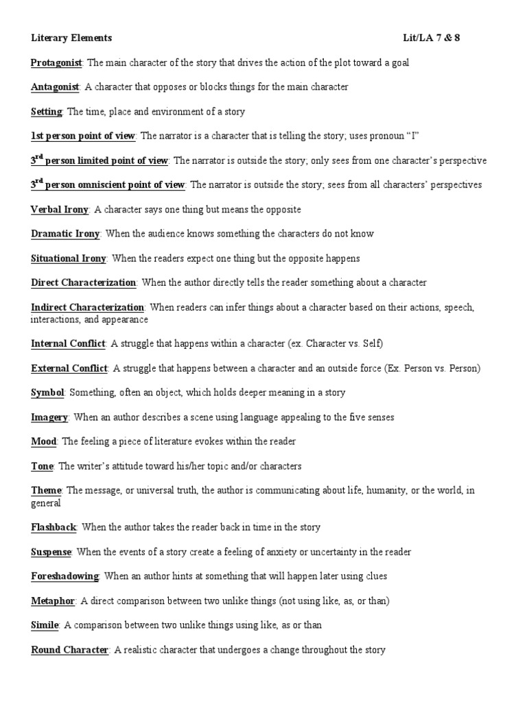 Key Literary Elements Explained | PDF | Narration