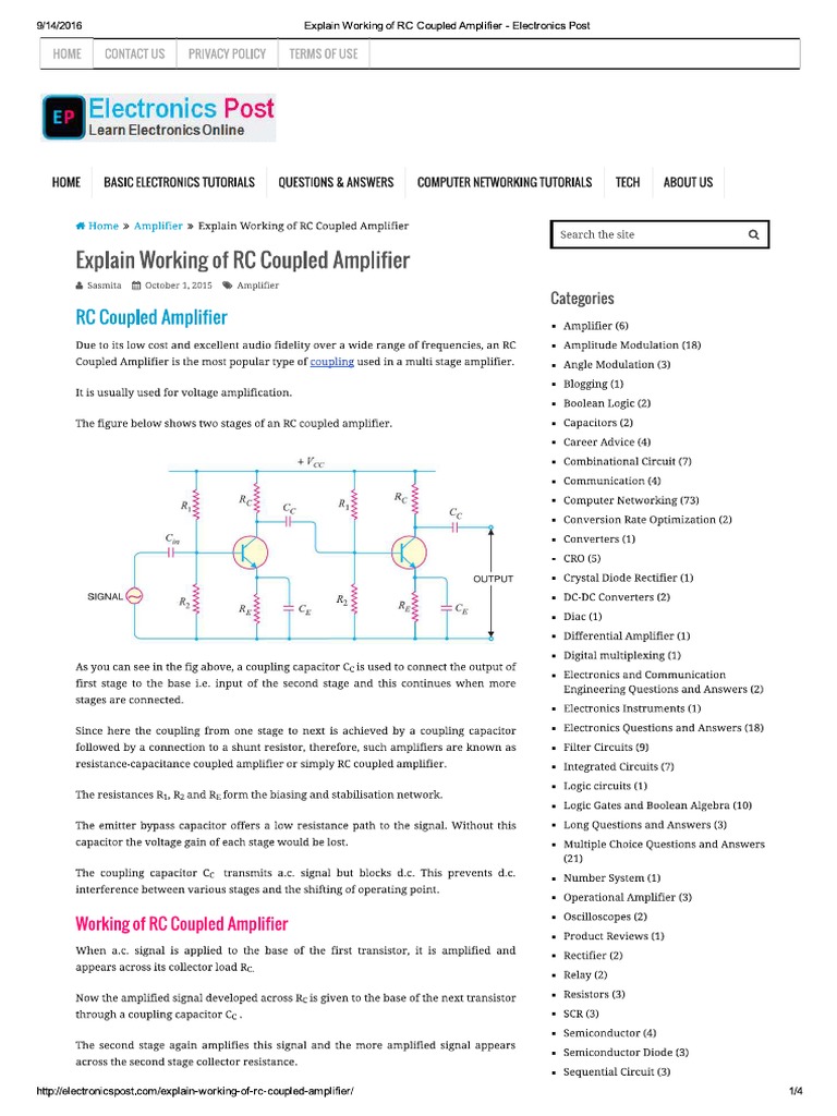 RC Coupled CE Amplifier PDF