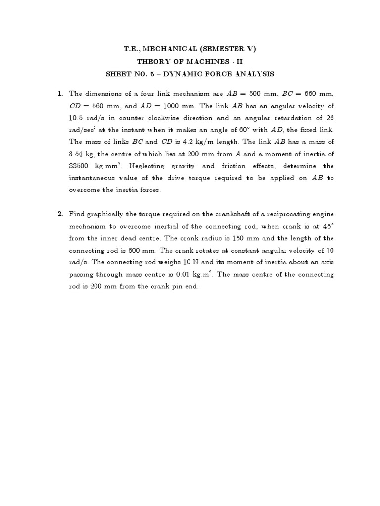 Inertia Link Dynamics in Mechanisms | PDF