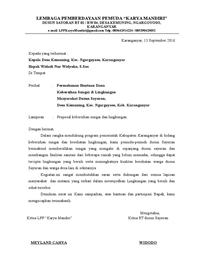 Proposal Pembersihan Sungai Sayoran Up