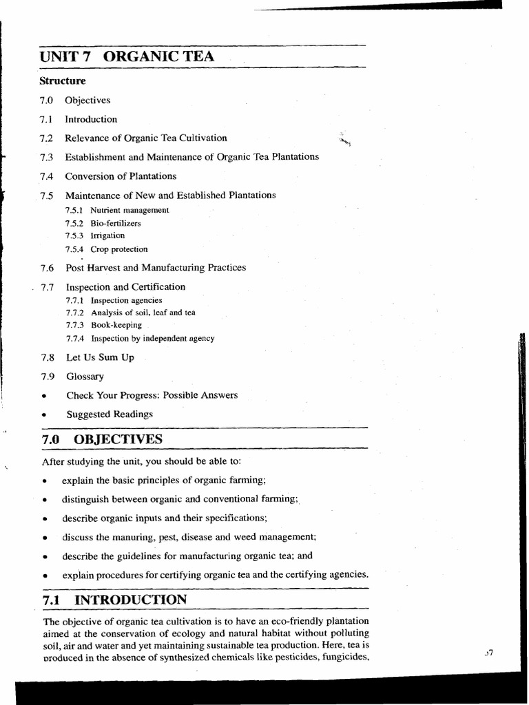 Organic Tea Cultivation Guide Pdf Organic Farming Organic Foods