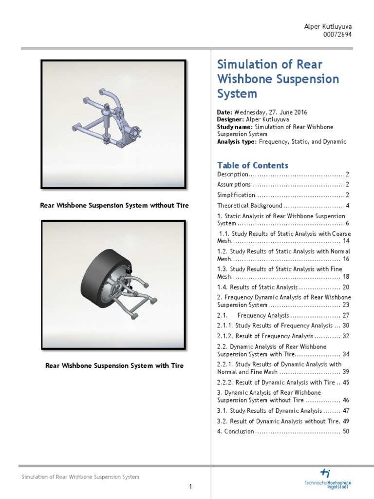Solidworks Simulation Project | PDF | Suspension (Vehicle) | Strength ...