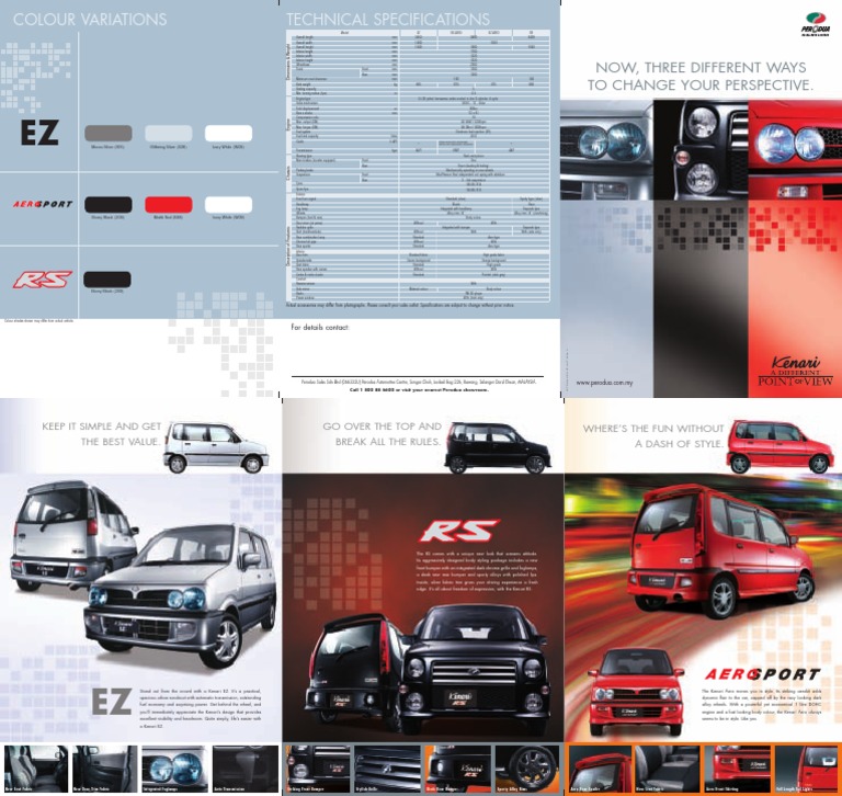 Perodua Kenari Brochure  Car Body Styles  Motor Vehicle