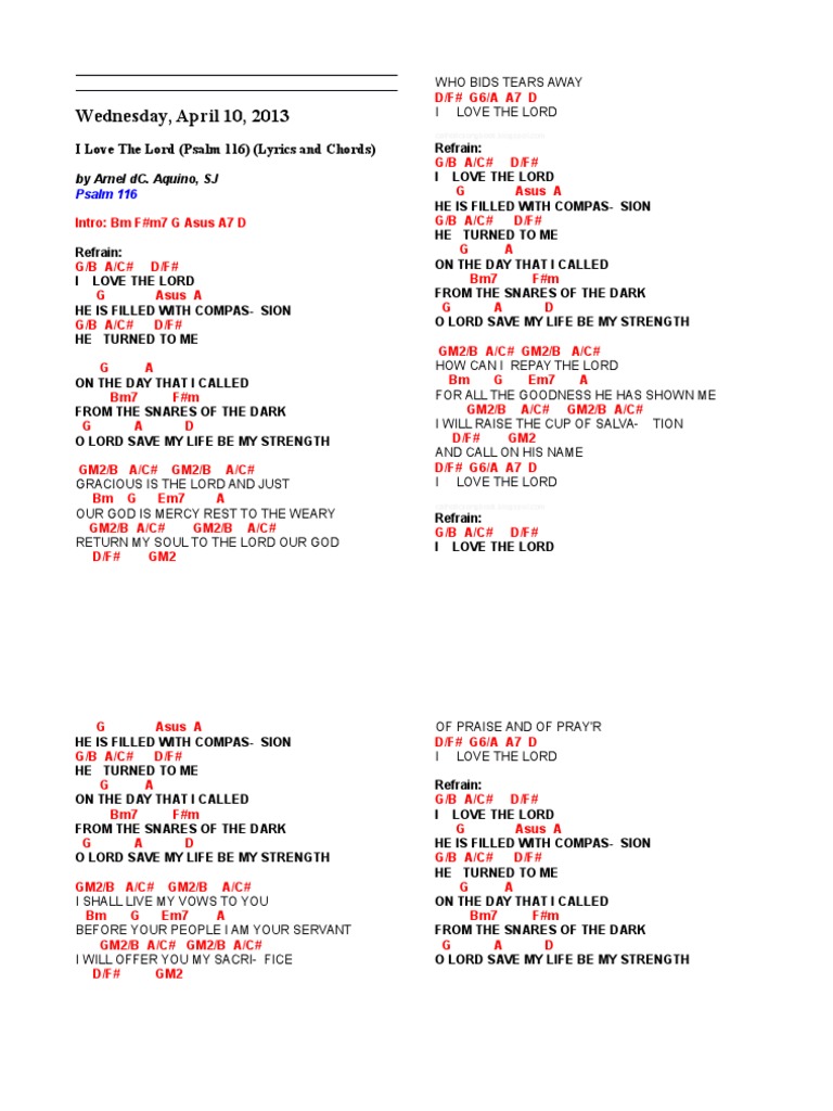 Psalm 116 (I Love You, Lord) Chords - WeAreWorship