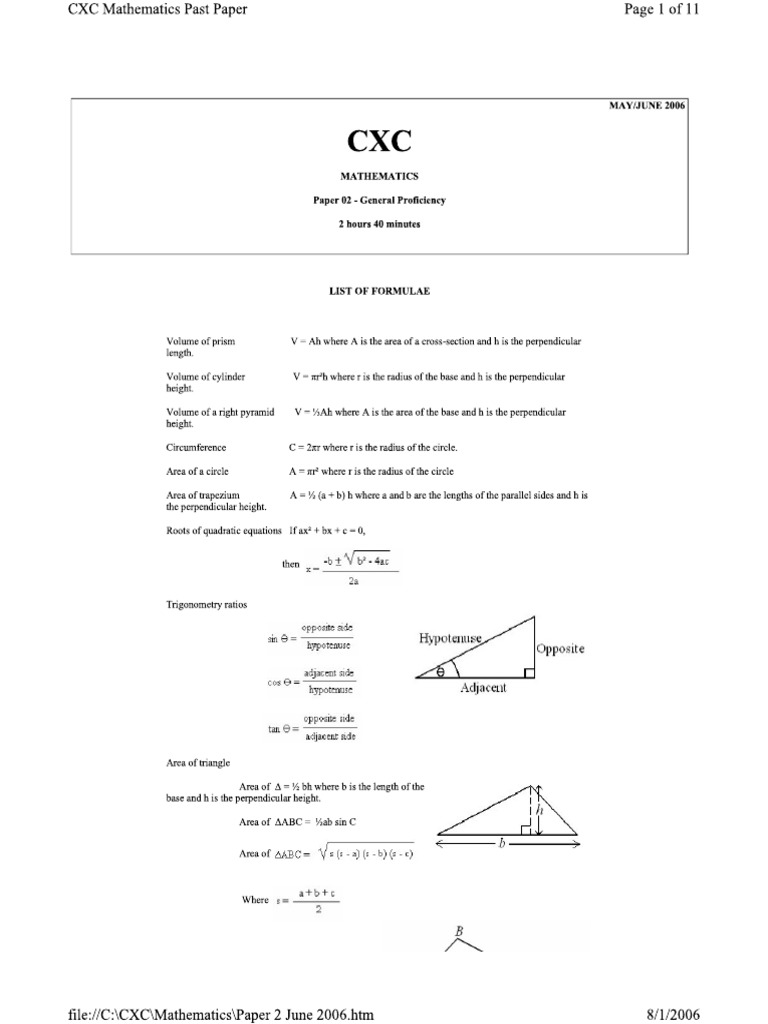 cxc-maths-papers