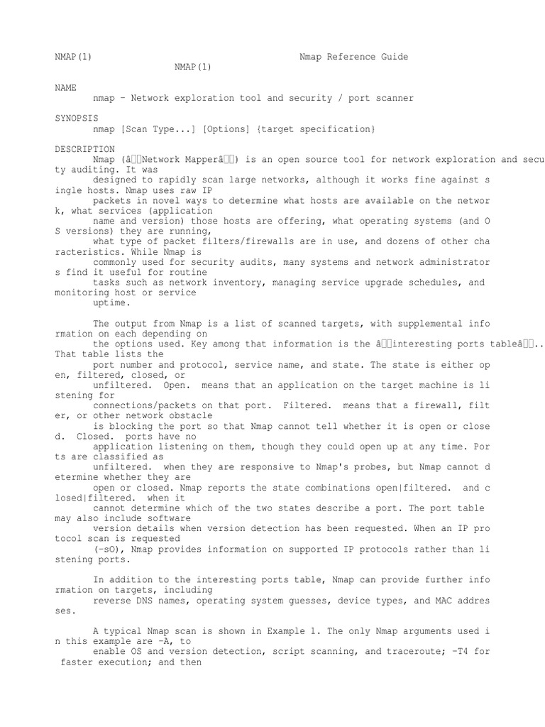 Nmap Manual | PDF | Transmission Control Protocol | Port (Computer ...