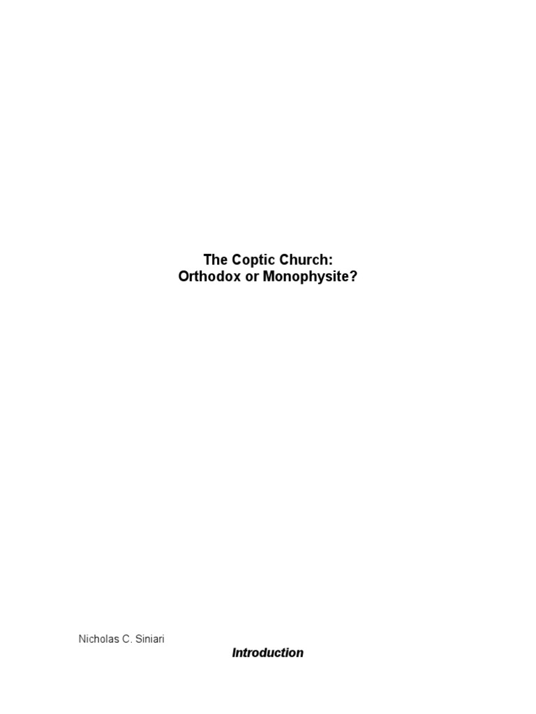 Coptic Church: Monophysite Misconceptions | PDF | Coptic Orthodox ...