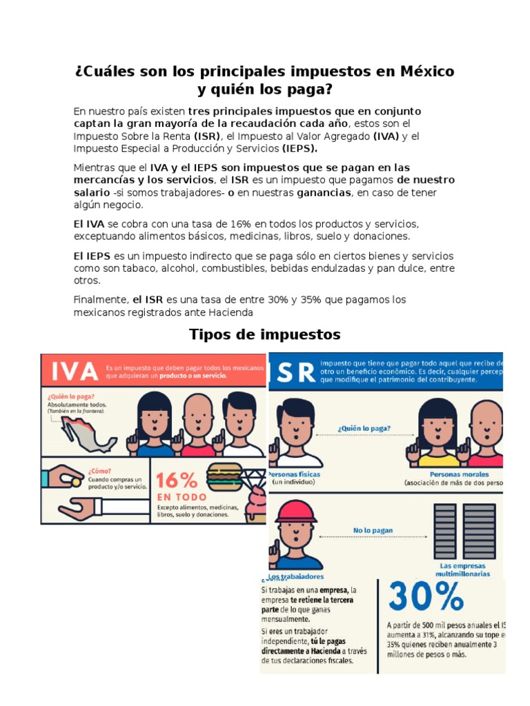 Principales impuestos en México y sus contribuyentes | PDF | Impuesto ...