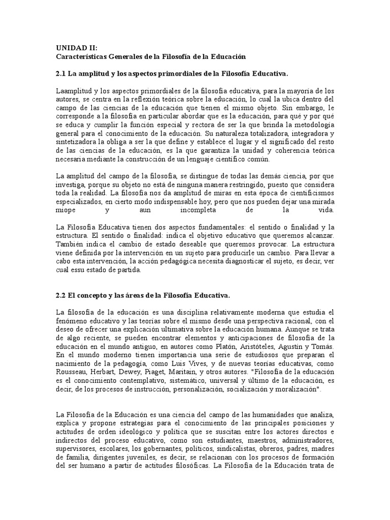 Filosofía Educativa: Fundamentos y Áreas | PDF | Filosofía de la ...