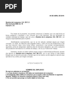 Modelo de Carta de Renuncia o Retiro Voluntario