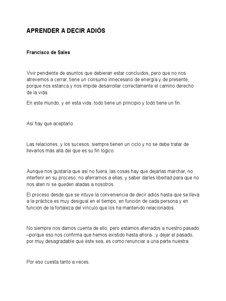 Aprender A Decir Adiós Vida Amor