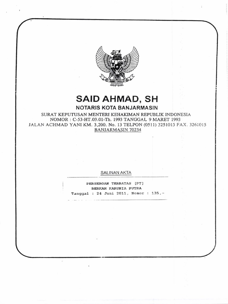 Aturan Kop Surat Notaris Contoh Kop Surat