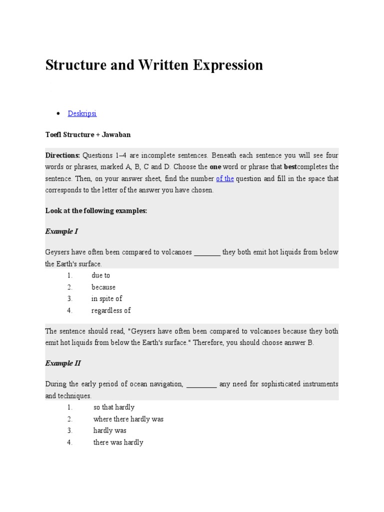 Structure And Written Expression Phrase Sentence Linguistics