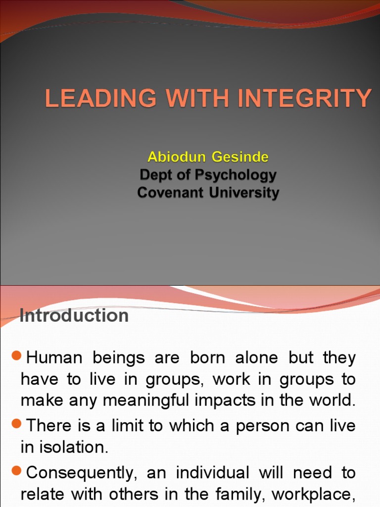 LEADING WITH INTEGRITY.ppt Integrity Leadership