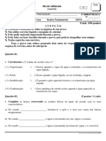 Prova Ciências 3º bimestre do 3ºano fundamental