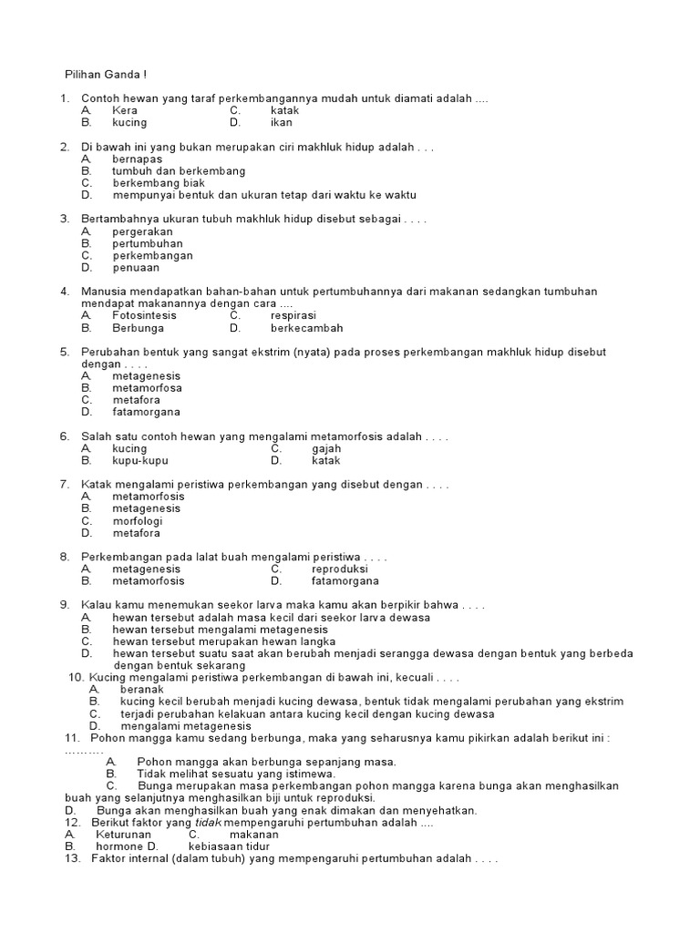 Latihan Pertumbuhan Dan Perkembangan