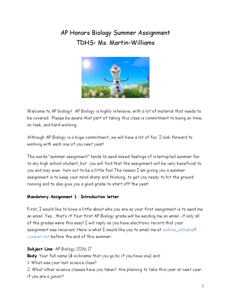 A p biology summer project essay 07 picture