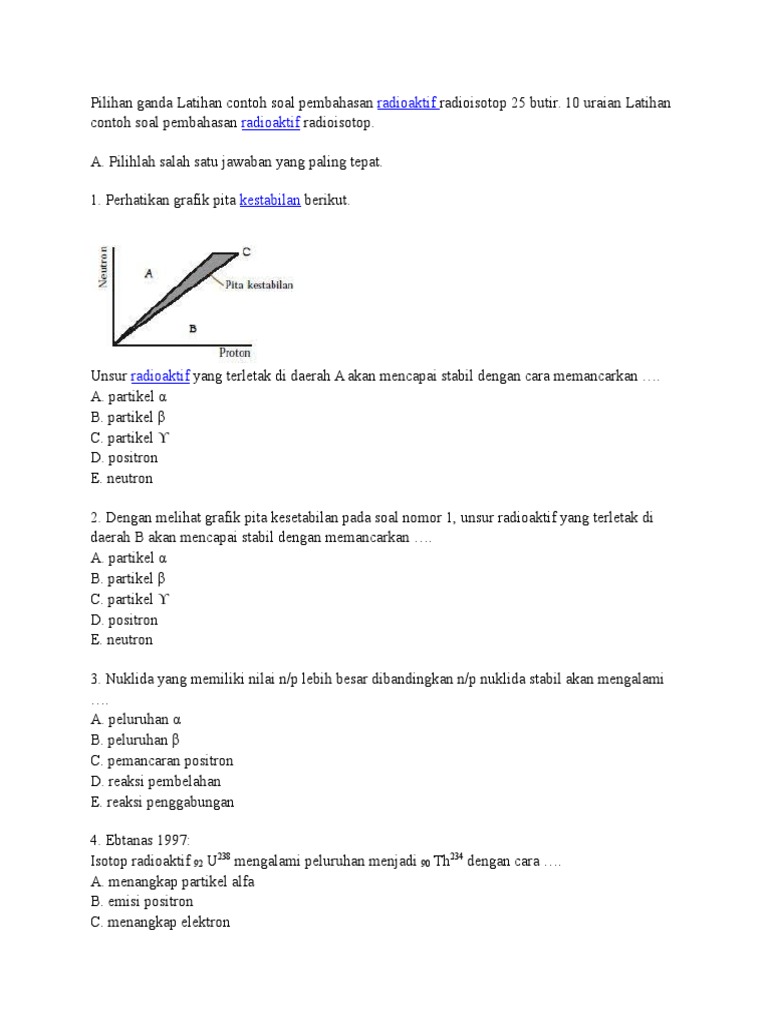 Kumpulan Contoh Soal: Contoh Soal Waktu Paruh Radioaktif