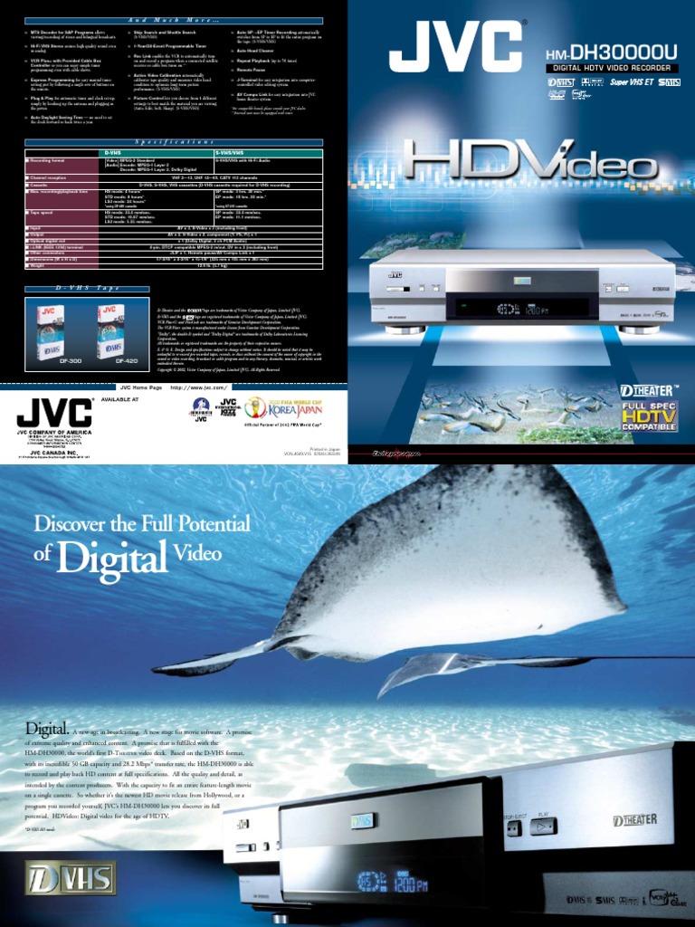JVC Hm-dh30000 D-Vhs Recorder Brochure | PDF | Videocassette