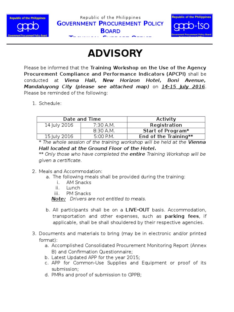 APCPI Training Workshop Details | PDF | Government | Business