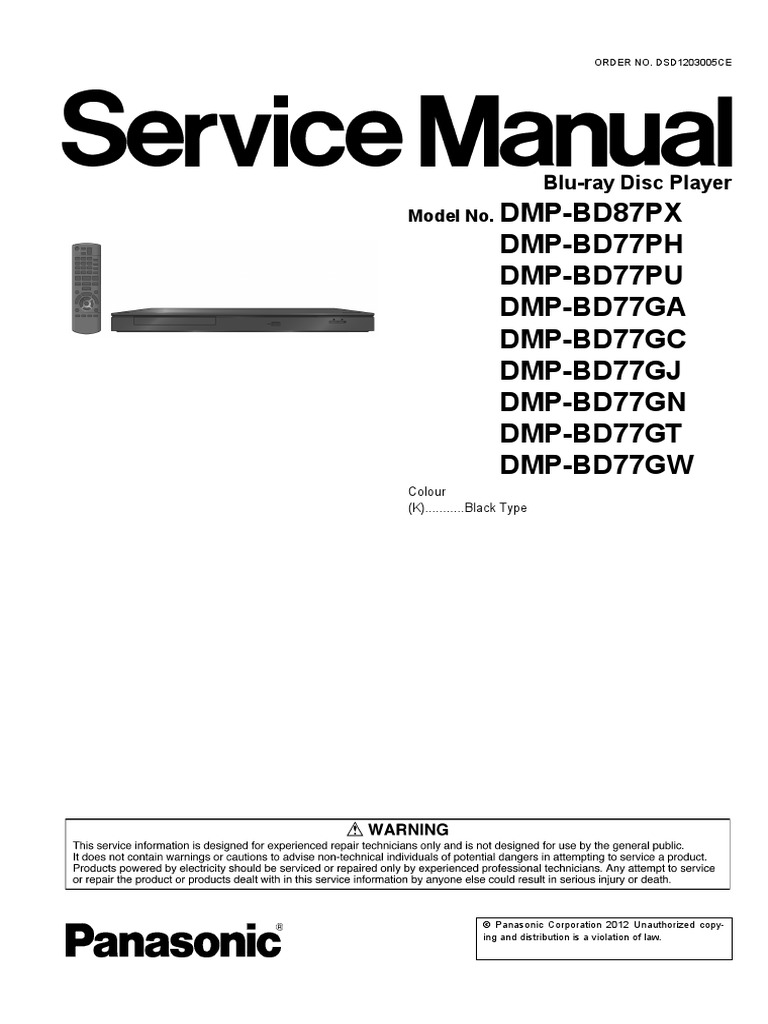 Manual Bluray Panasonic DMP-BD77PU-K | Electrostatic Discharge | Electrical  Connector