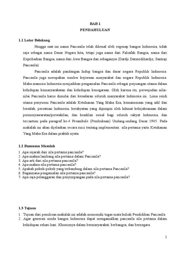 Makalah Pancasila Sila Pertama Pdf