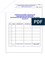 Tablas de Datos Técnicos Tableros de Distribución de PRFV Monofasico 15kv