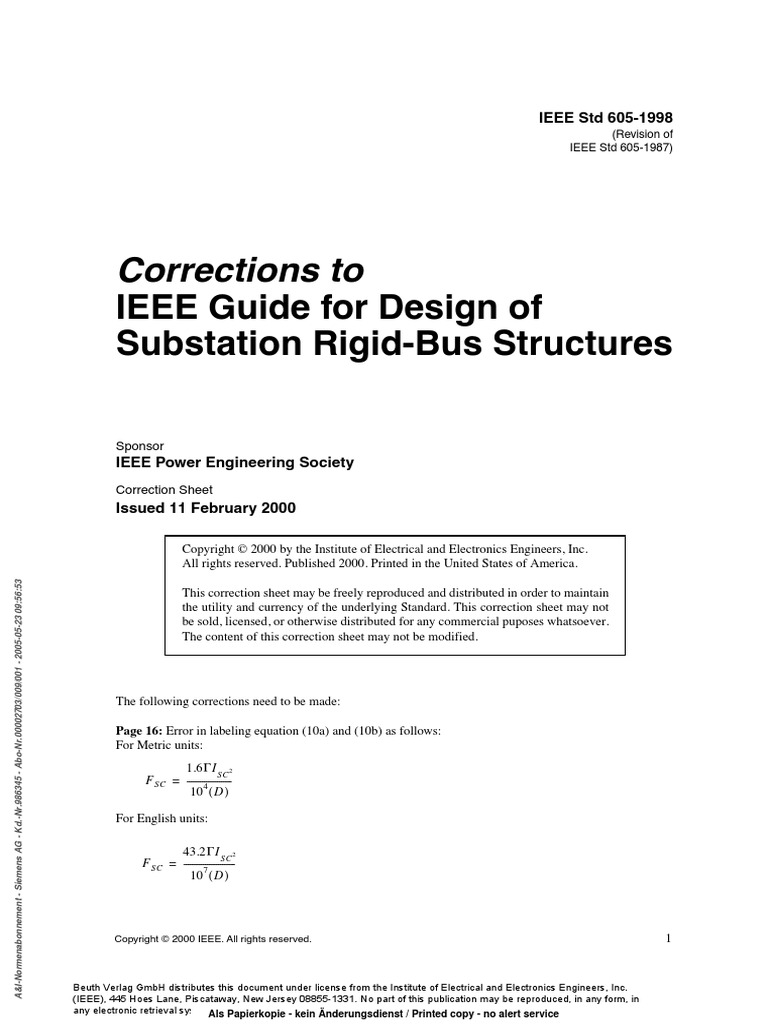IEEE 605 2002 Design of Substation Rigid Bus Structures PDF PDF