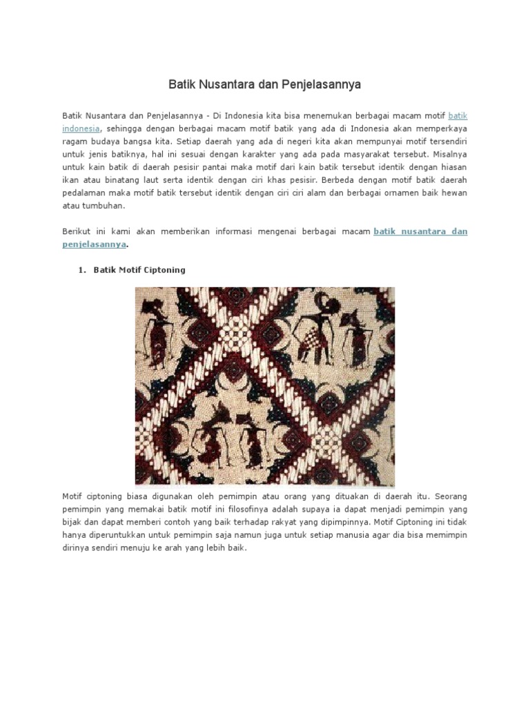  Batik Nusantara Dan Penjelasannya 