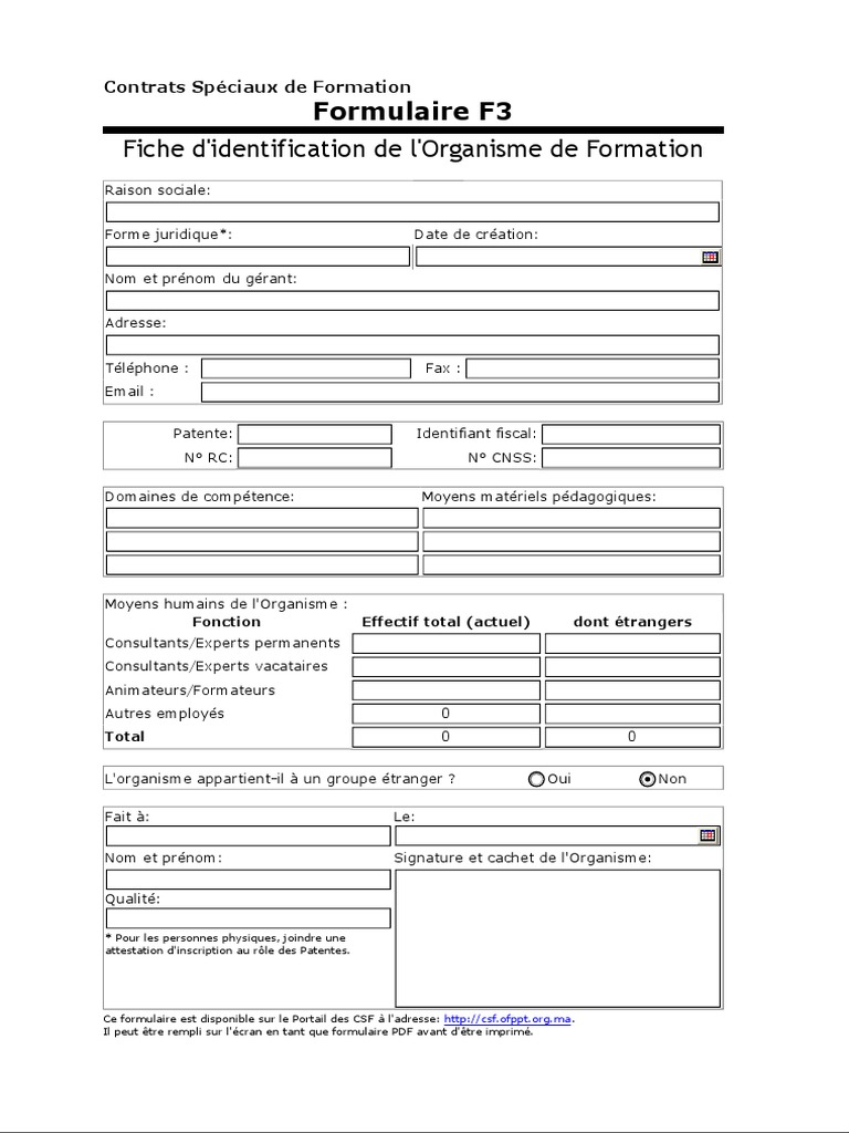 Formulaire F3 pour Organismes de Formation | PDF | Évolution de carrière